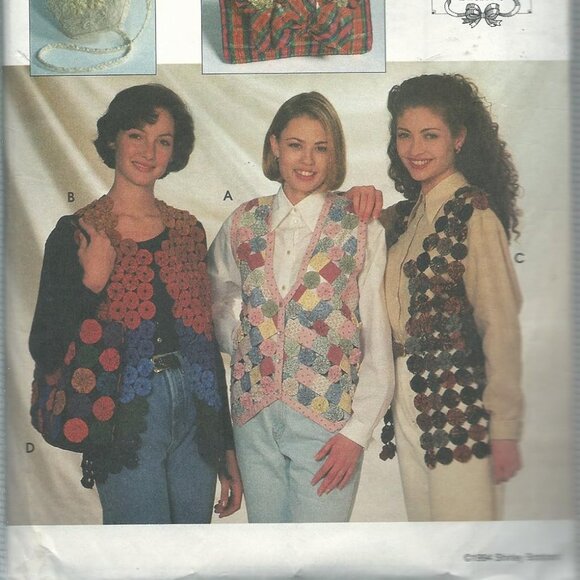 Vintage Simplicity 9215 Yo-Yo Vests, Purses.  Designer Shirley Bostsford - Picture 2 of 2